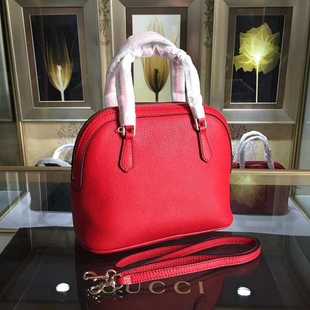 Gucci女包 341504 古馳女士手拎斜挎包 Gucci紅色牛皮貝殼包  gqy1040